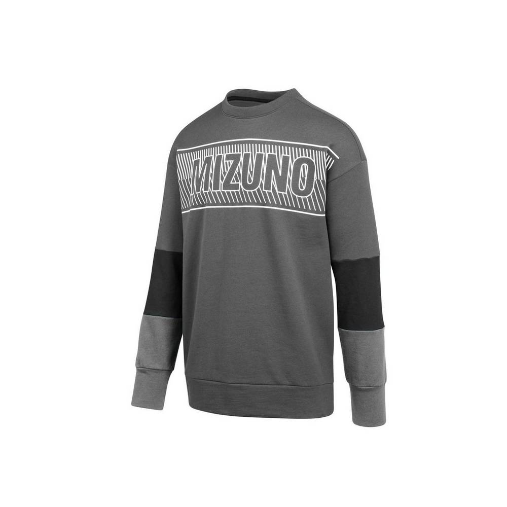 Mizuno MZ1 Tokyo Fleece Crew Női Futópóló Szürke/Fekete WPN019728